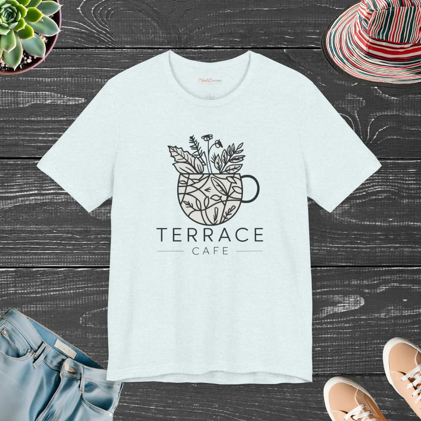 Terrace Cafe Unisex Jersey Short Sleeve Tee - Comfort Fit - DipaliZ