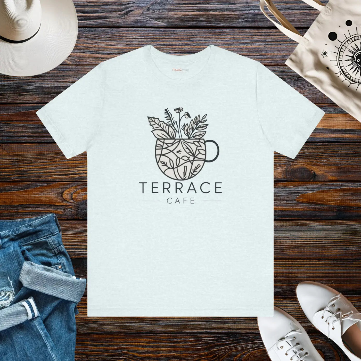 Terrace Cafe Unisex Jersey Short Sleeve Tee - Comfort Fit - DipaliZ