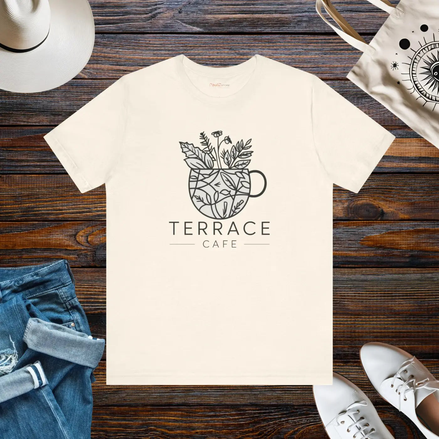 Terrace Cafe Unisex Jersey Short Sleeve Tee - Comfort Fit - DipaliZ