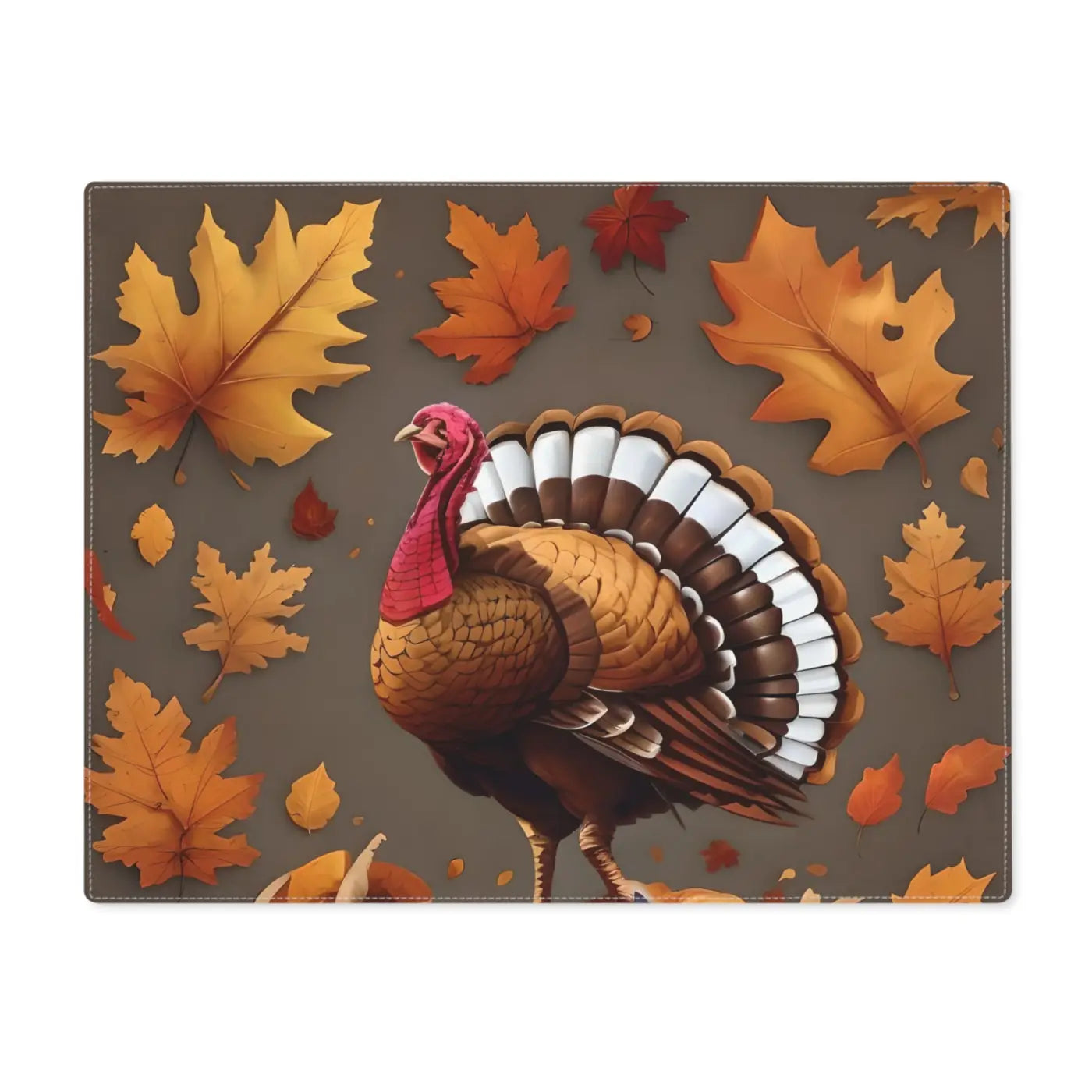 Thanksgiving Turkey Cotton Placemat - Autumn Leaves Design - DipaliZ