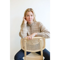 Ellen Henley Sweater in Beige with White Stripes