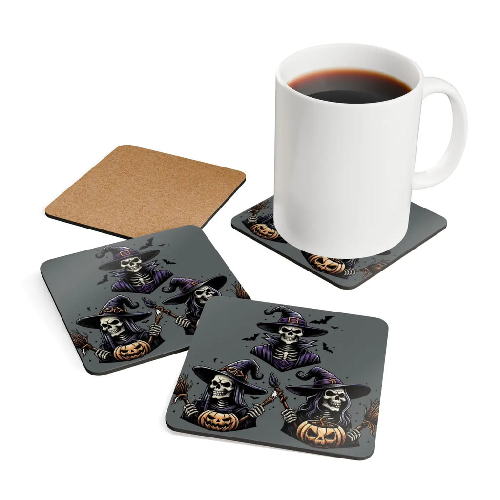 Corkwood Coaster Set - Three Spooky Witches High-Gloss MDF - DipaliZ