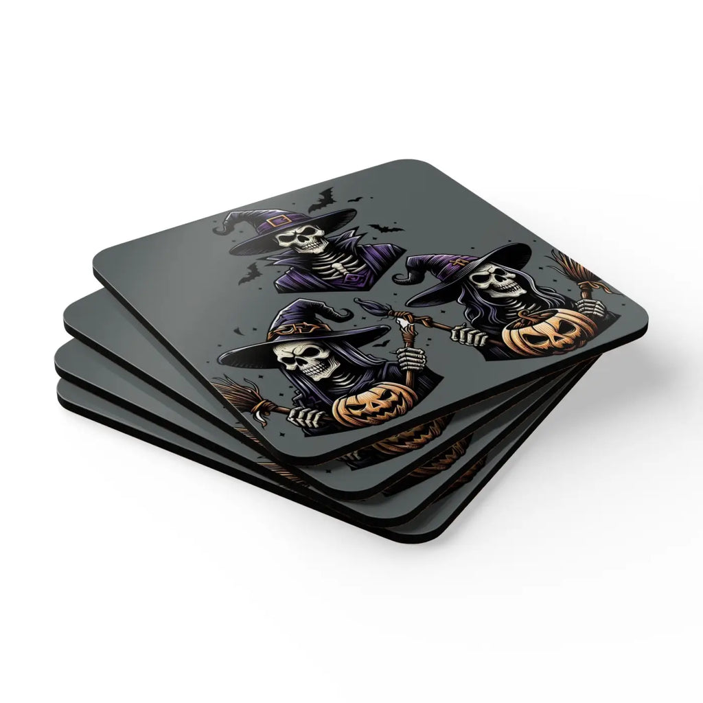 Corkwood Coaster Set - Three Spooky Witches High-Gloss MDF - DipaliZ