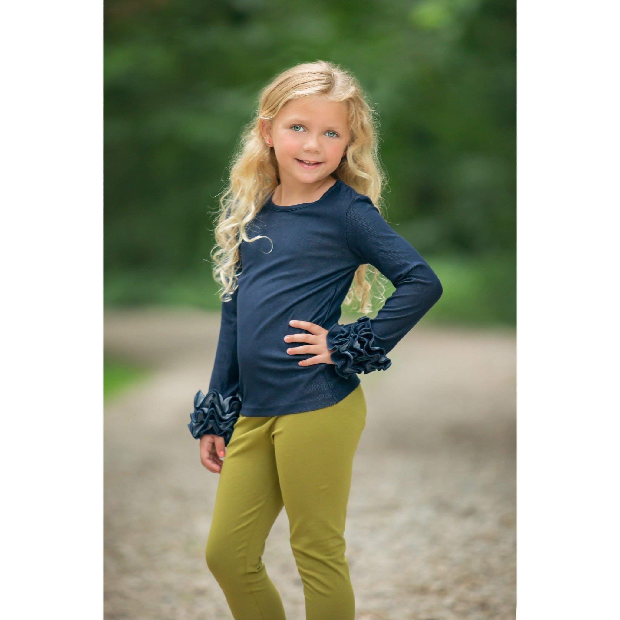 Denim Ruffle Cuff Shirts - Retiring