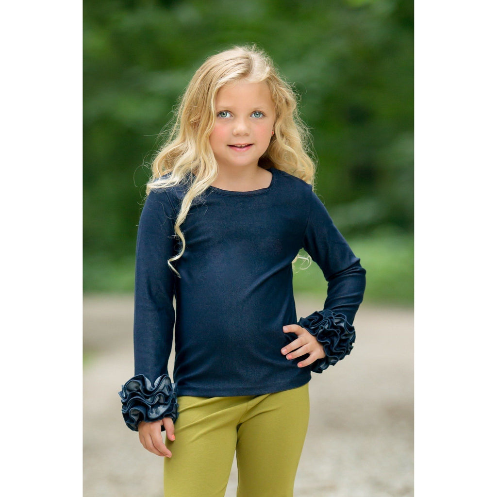 Denim Ruffle Cuff Shirts - Retiring