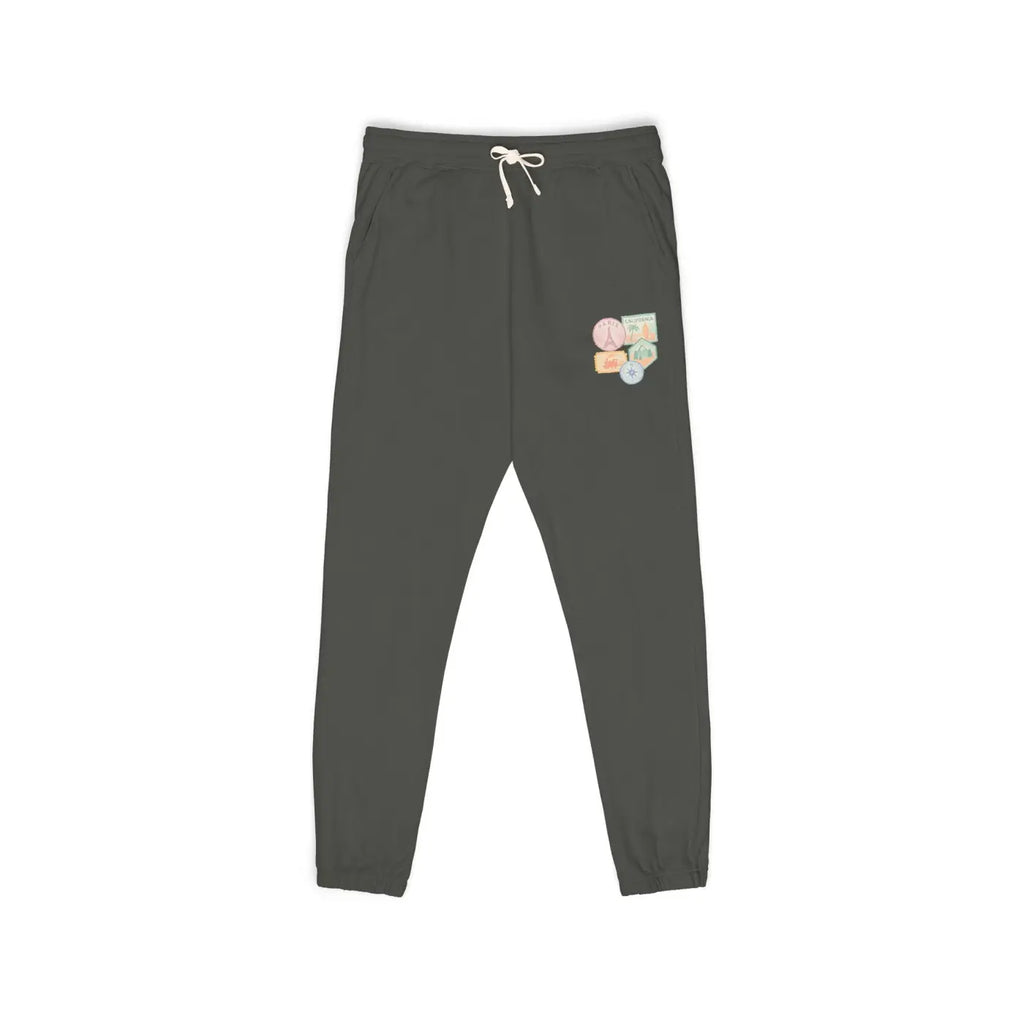 Unisex Fleece Sweatpants - Travel Stamps Graphic Comfort - DipaliZ