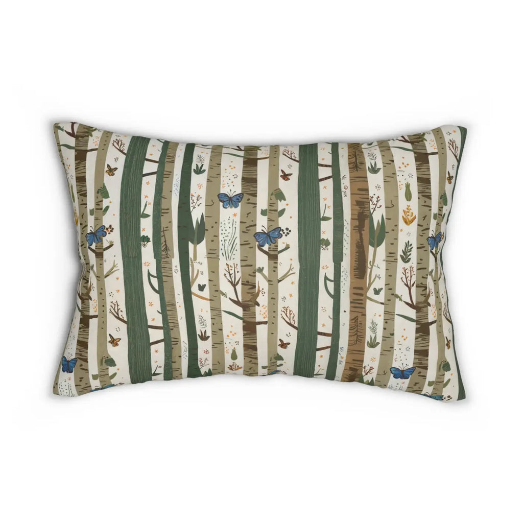 Nature's Comfy Touch Trees and Butterflies Lumbar Pillow - DipaliZ