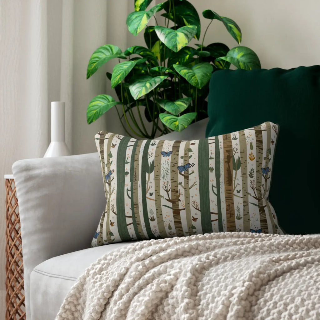 Nature's Comfy Touch Trees and Butterflies Lumbar Pillow - DipaliZ