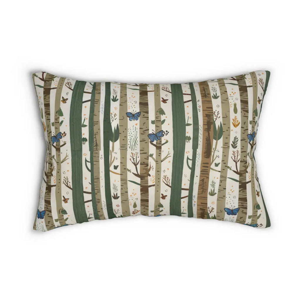 Nature's Comfy Touch Trees and Butterflies Lumbar Pillow - DipaliZ