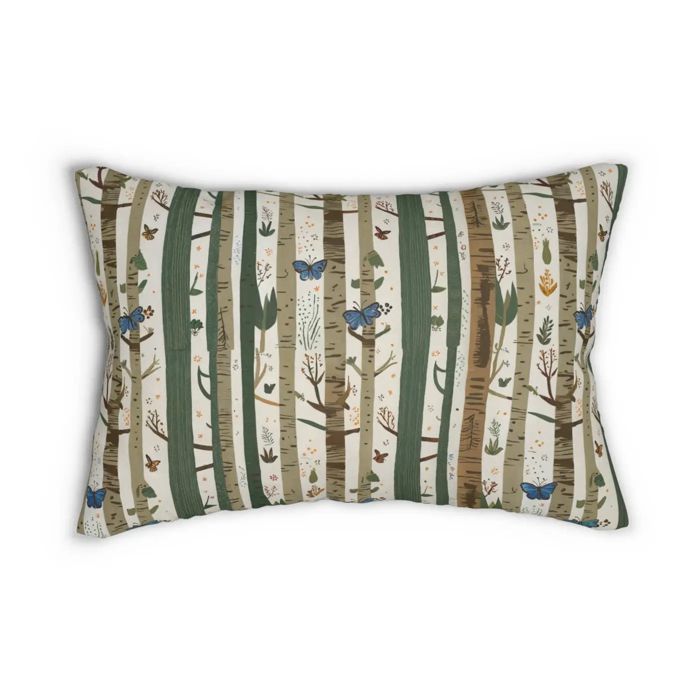 Nature's Comfy Touch Trees and Butterflies Lumbar Pillow - DipaliZ