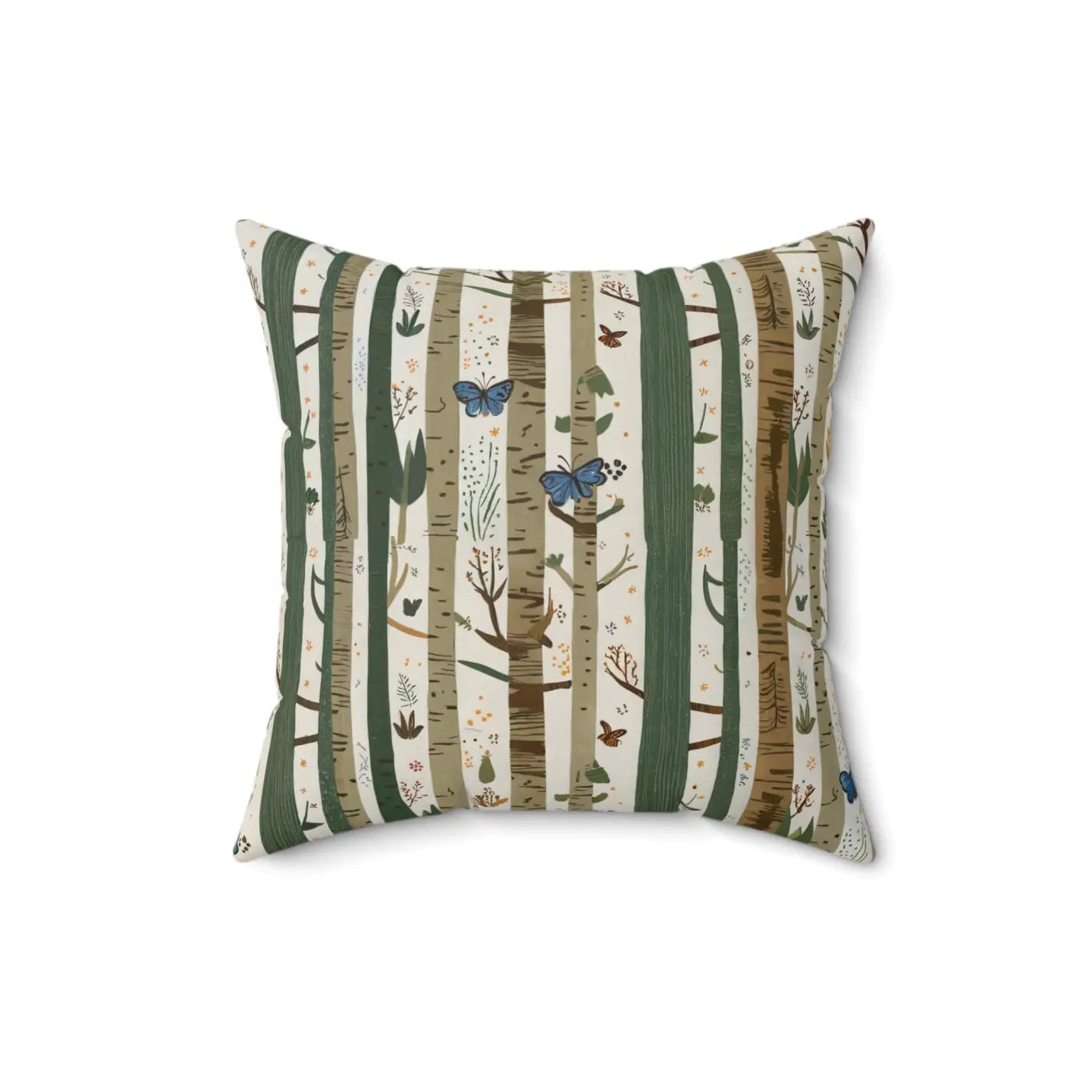 Cozy Tree Trunks Square Pillow - Polyester Forest Decor - DipaliZ