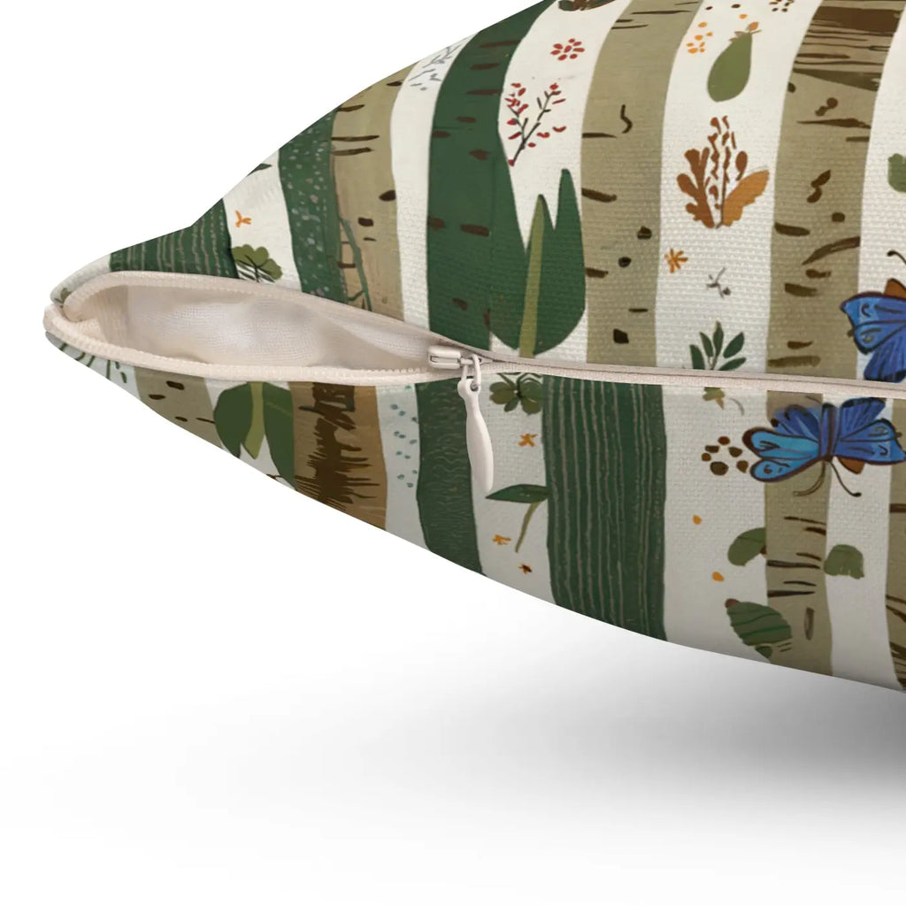 Cozy Tree Trunks Square Pillow - Polyester Forest Decor - DipaliZ
