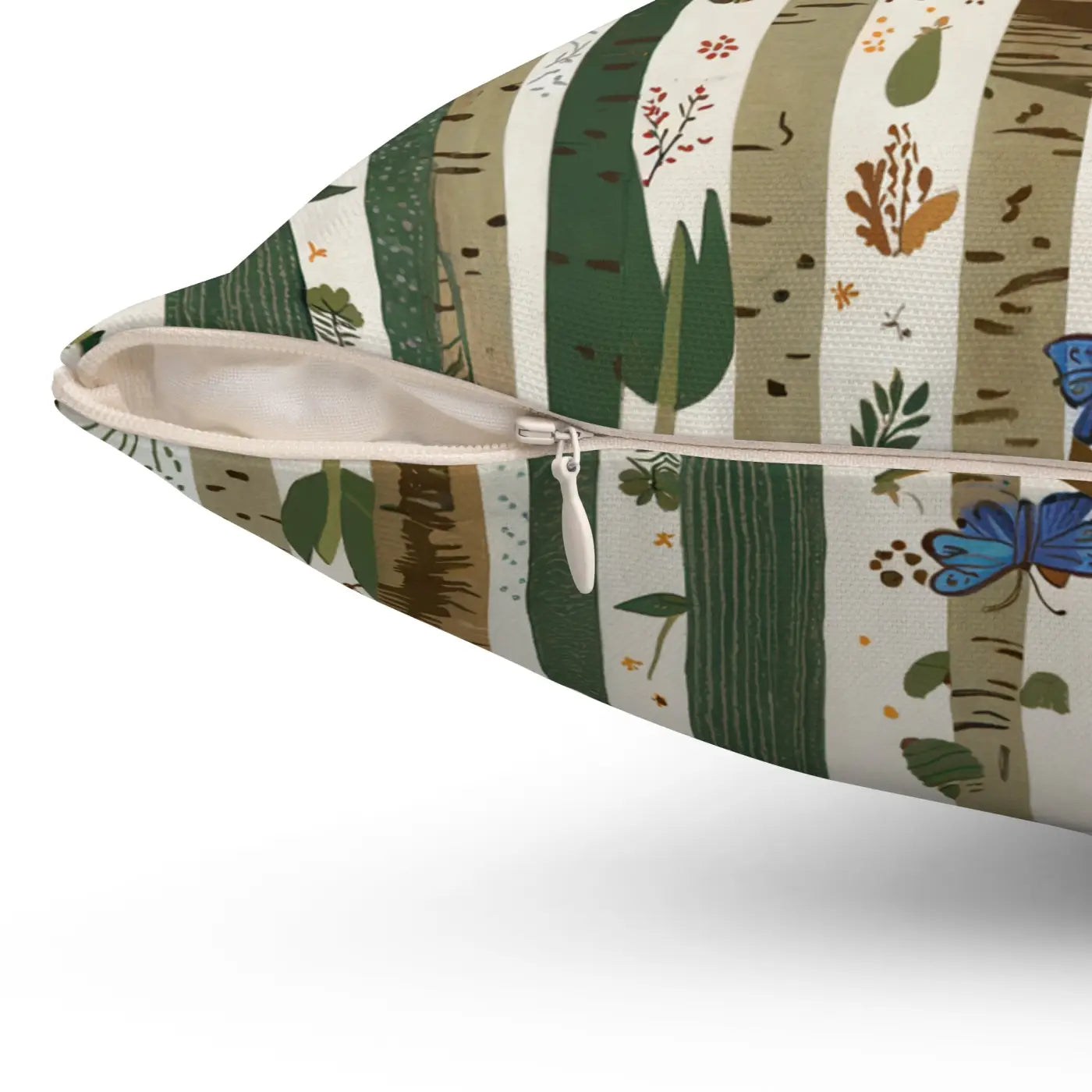 Cozy Tree Trunks Square Pillow - Polyester Forest Decor - DipaliZ