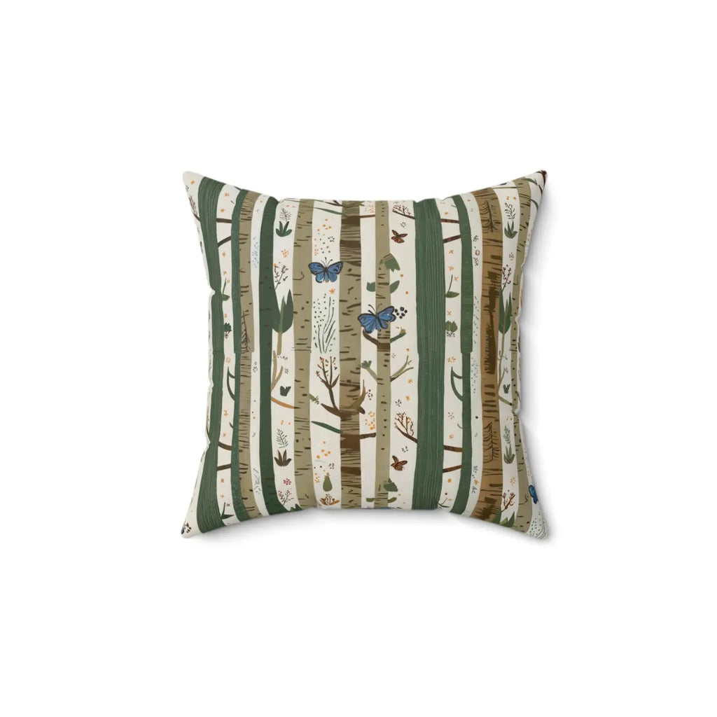 Cozy Tree Trunks Square Pillow - Polyester Forest Decor - DipaliZ