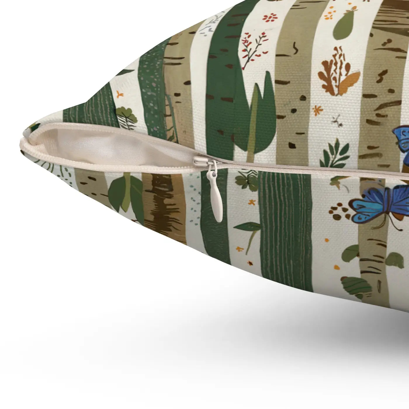 Cozy Tree Trunks Square Pillow - Polyester Forest Decor - DipaliZ