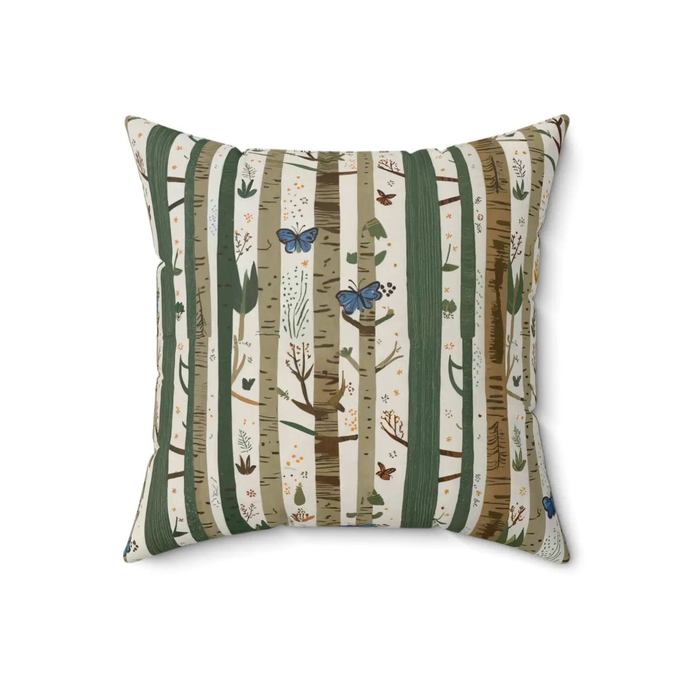 Cozy Tree Trunks Square Pillow - Polyester Forest Decor - DipaliZ