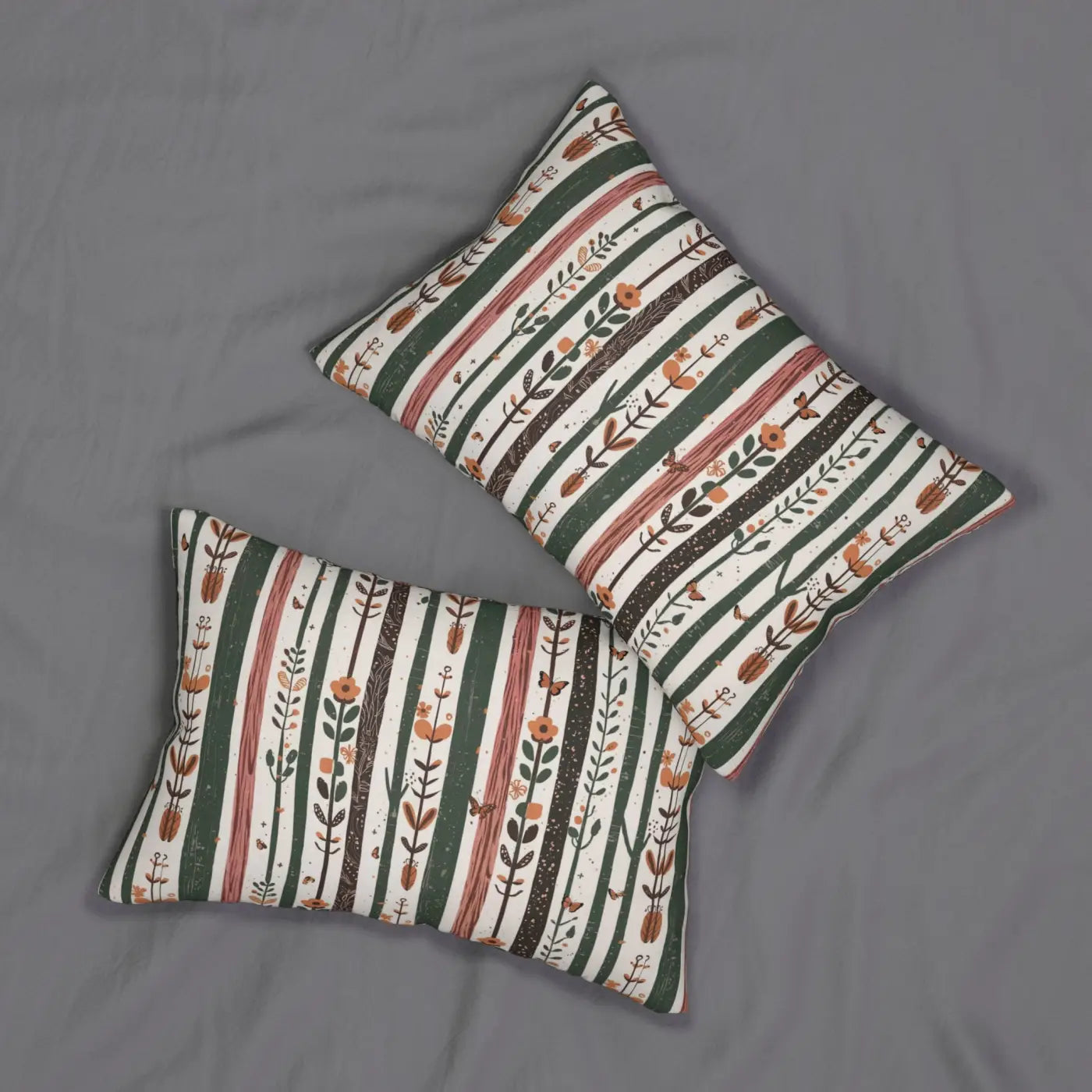 Nature Lumbar Pillow - Plants and Flowers Design - DipaliZ