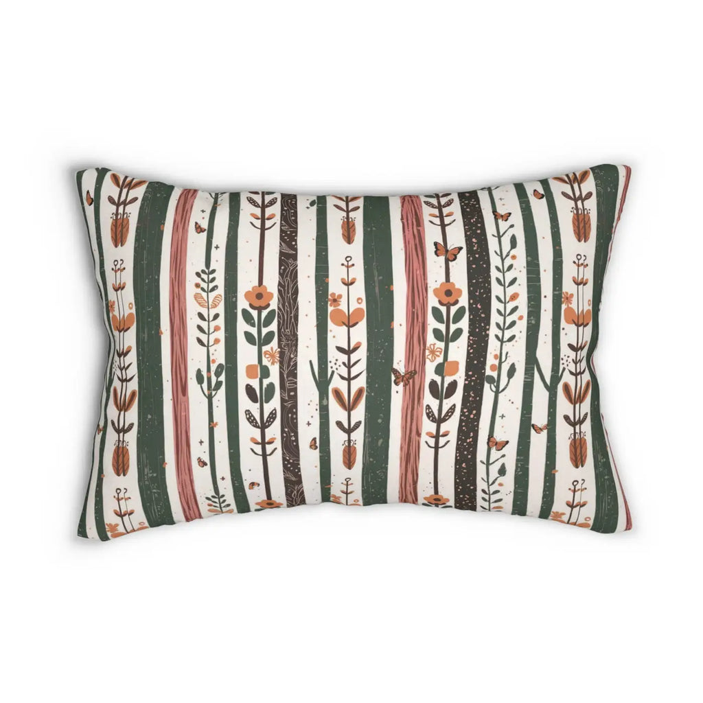 Nature Lumbar Pillow - Plants and Flowers Design - DipaliZ