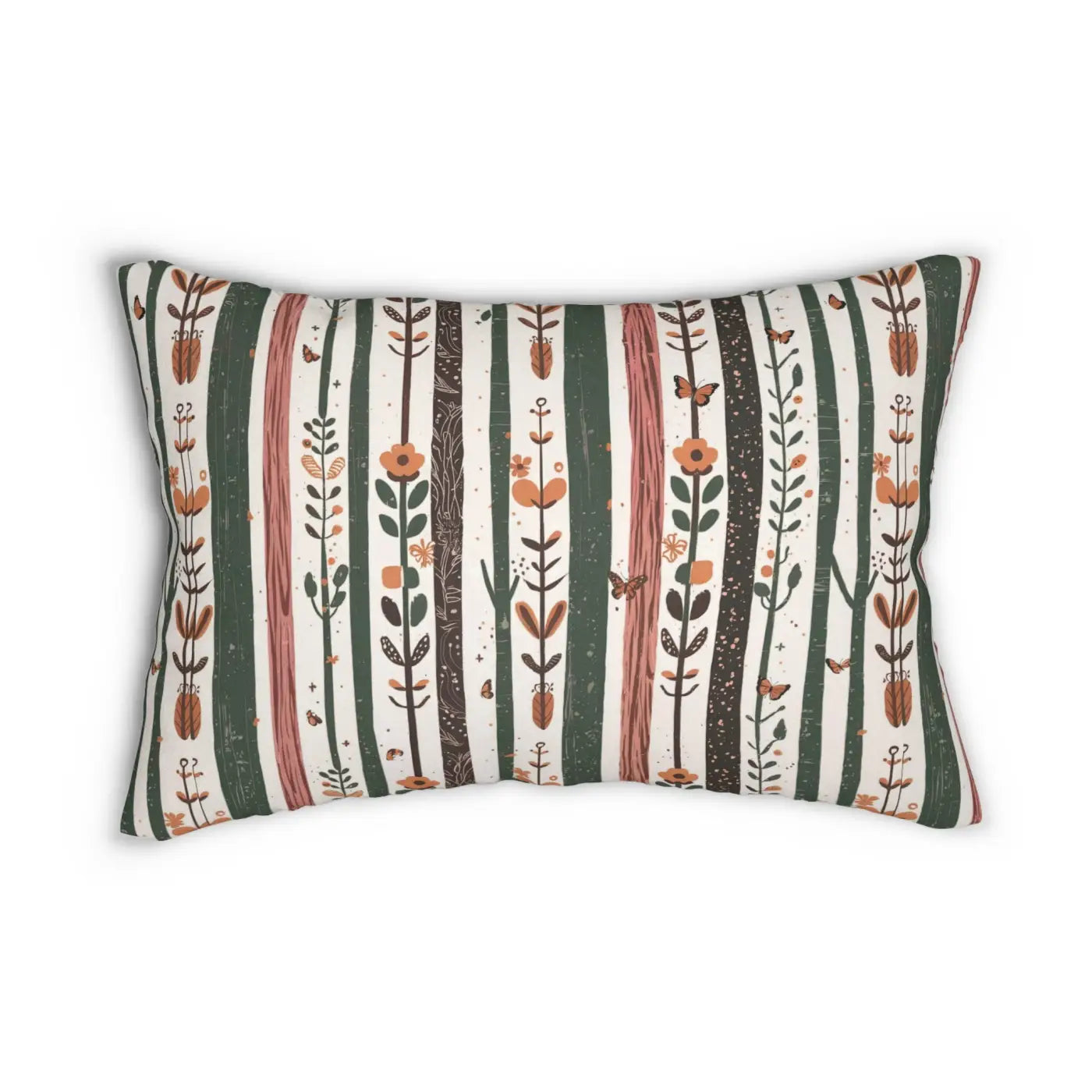 Nature Lumbar Pillow - Plants and Flowers Design - DipaliZ