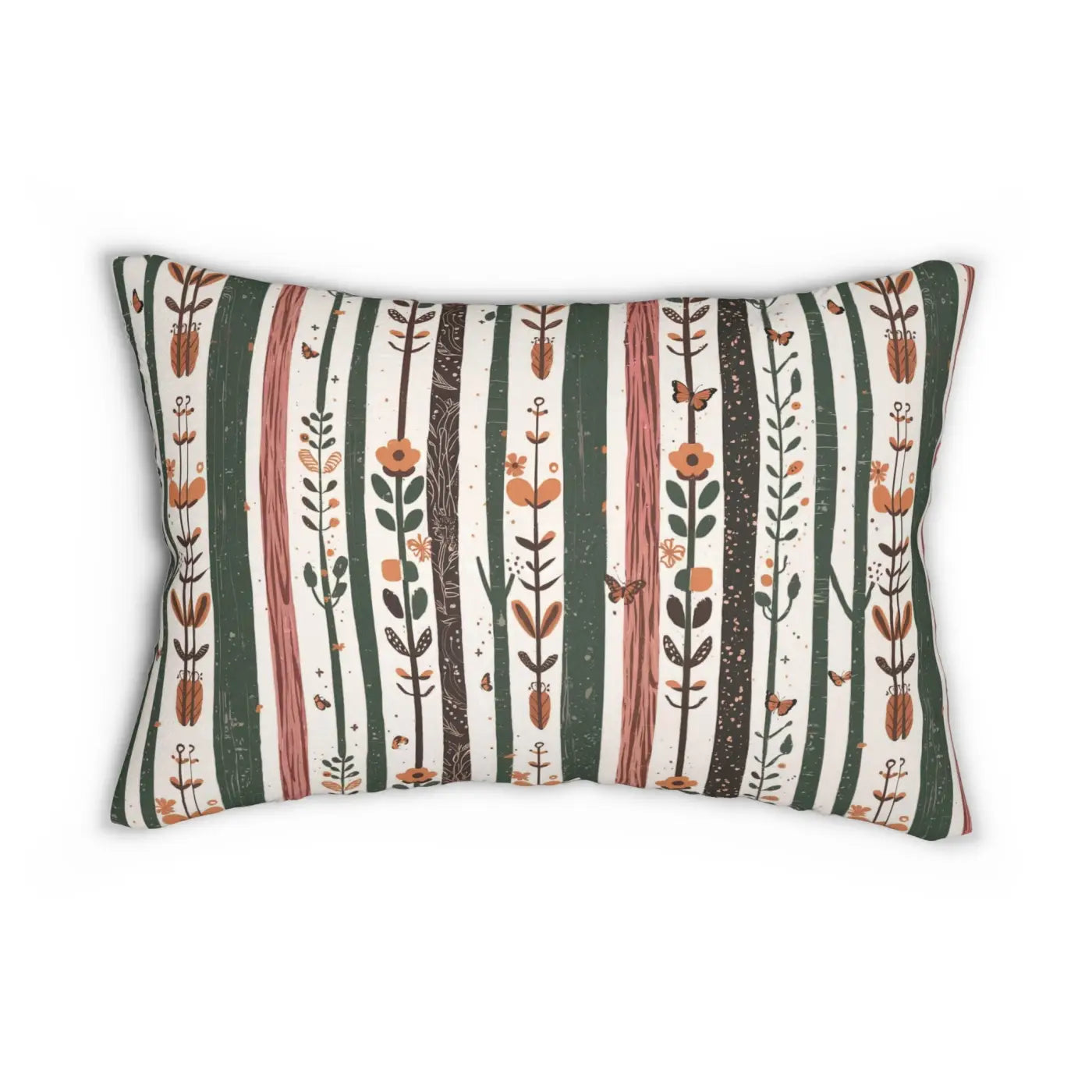 Nature Lumbar Pillow - Plants and Flowers Design - DipaliZ