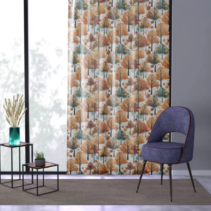 Autumn Trees Window Curtain - Cozy Home Decor - DipaliZ