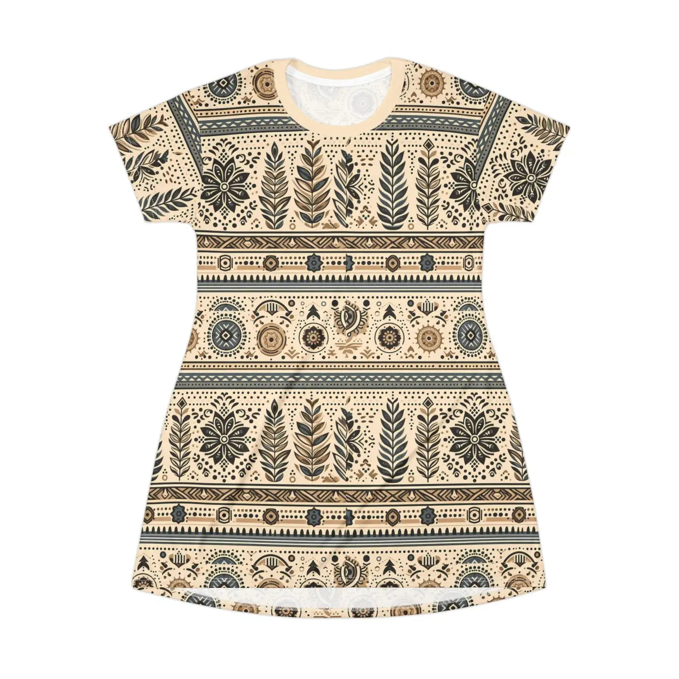Trees Pattern T-Shirt Dress - Stylish Everyday Wear - DipaliZ