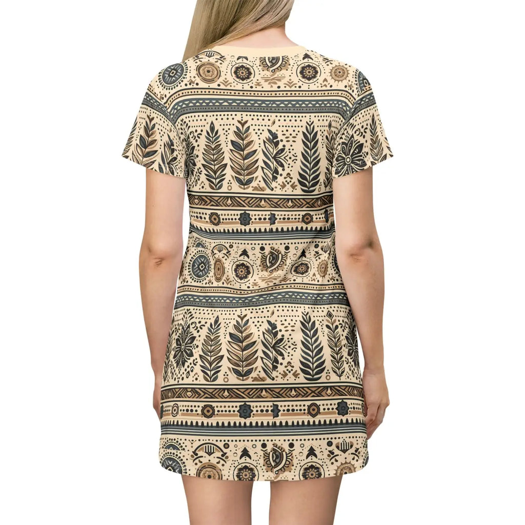 Trees Pattern T-Shirt Dress - Stylish Everyday Wear - DipaliZ