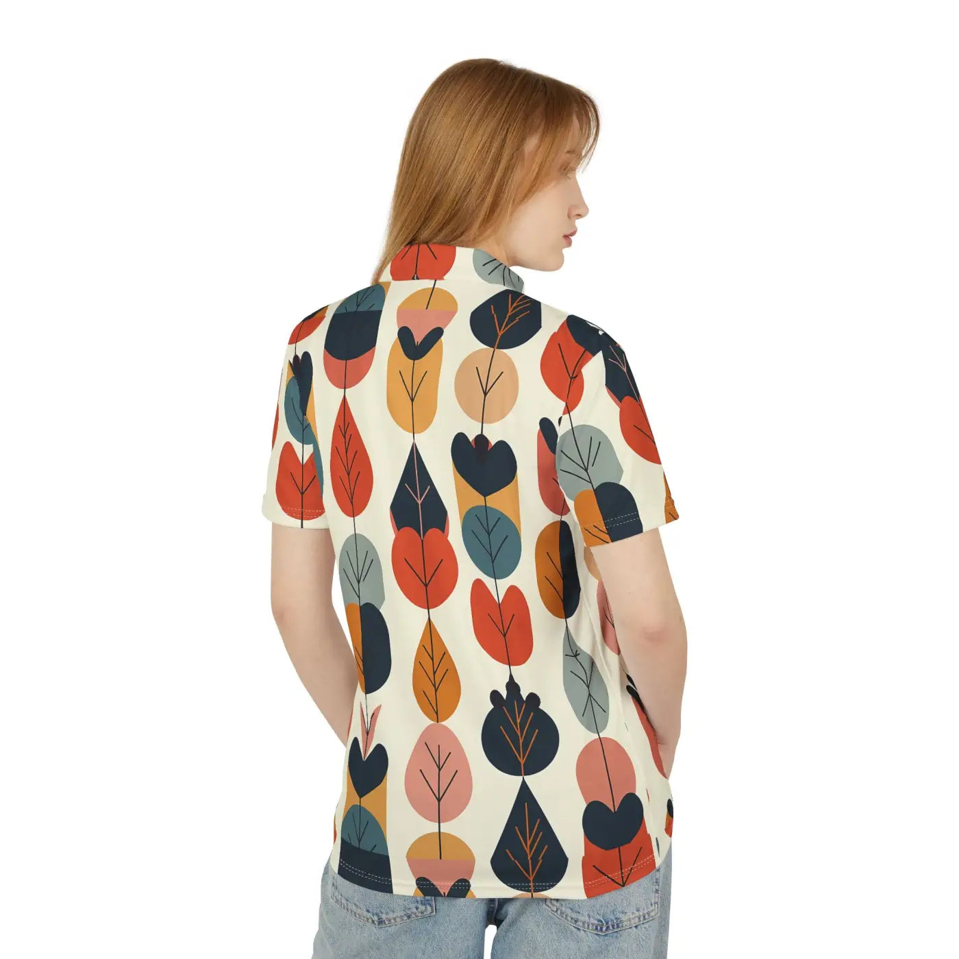 Unisex Polo Shirt - Bold Leaf Print Quick-Drying - DipaliZ