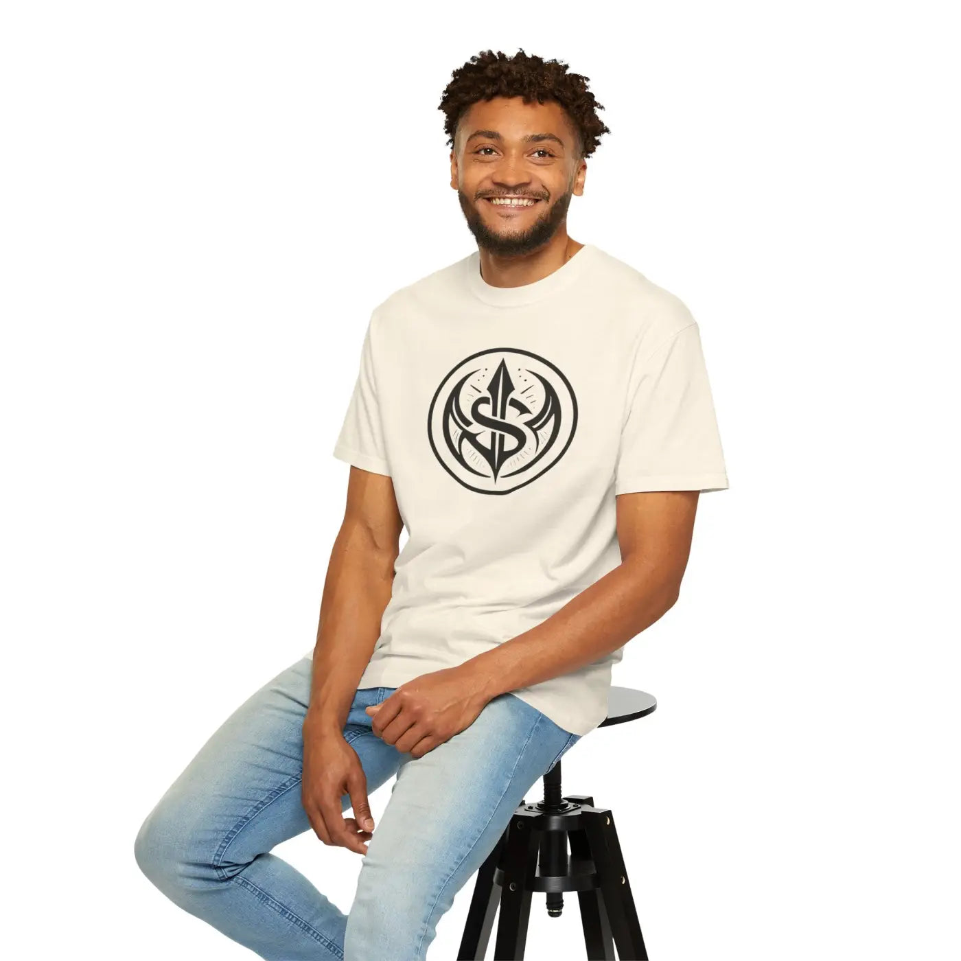 Tribal Spear Crest Tee - Relaxed Fit Garment Dyed - DipaliZ