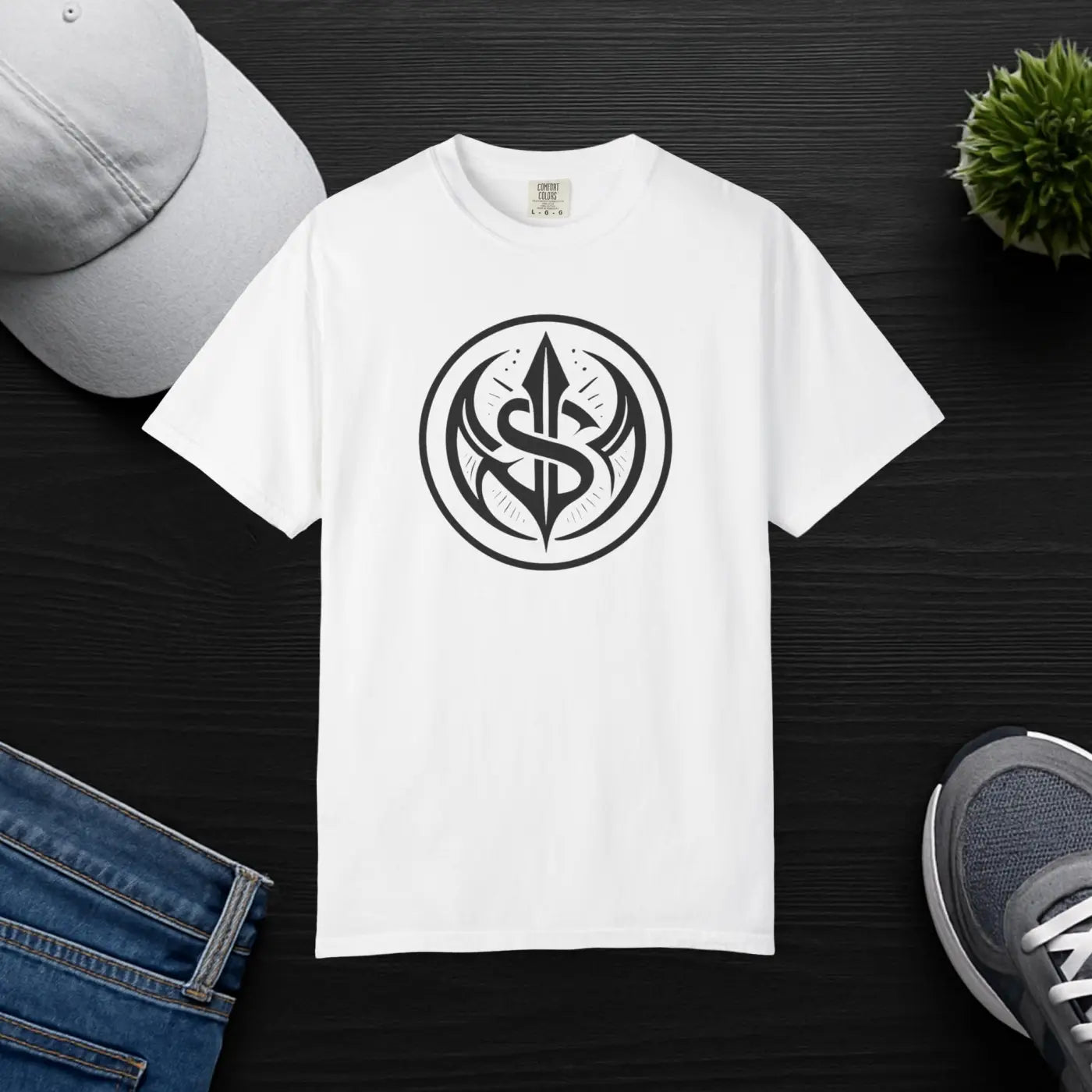 Tribal Spear Crest Tee - Relaxed Fit Garment Dyed - DipaliZ