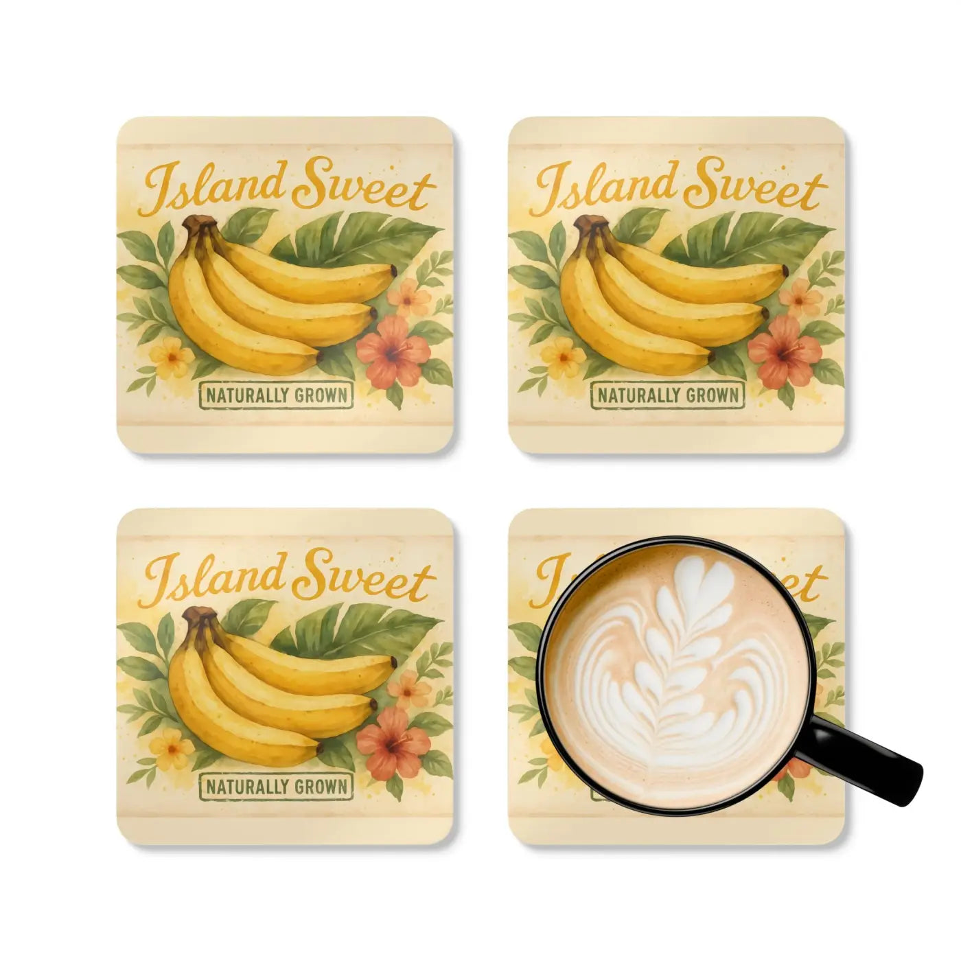 Vibrant Tropical Coaster Set - Island Sweet Design - DipaliZ