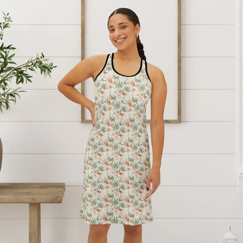 Tropical Floral Racerback Dress - All-Over Print - DipaliZ