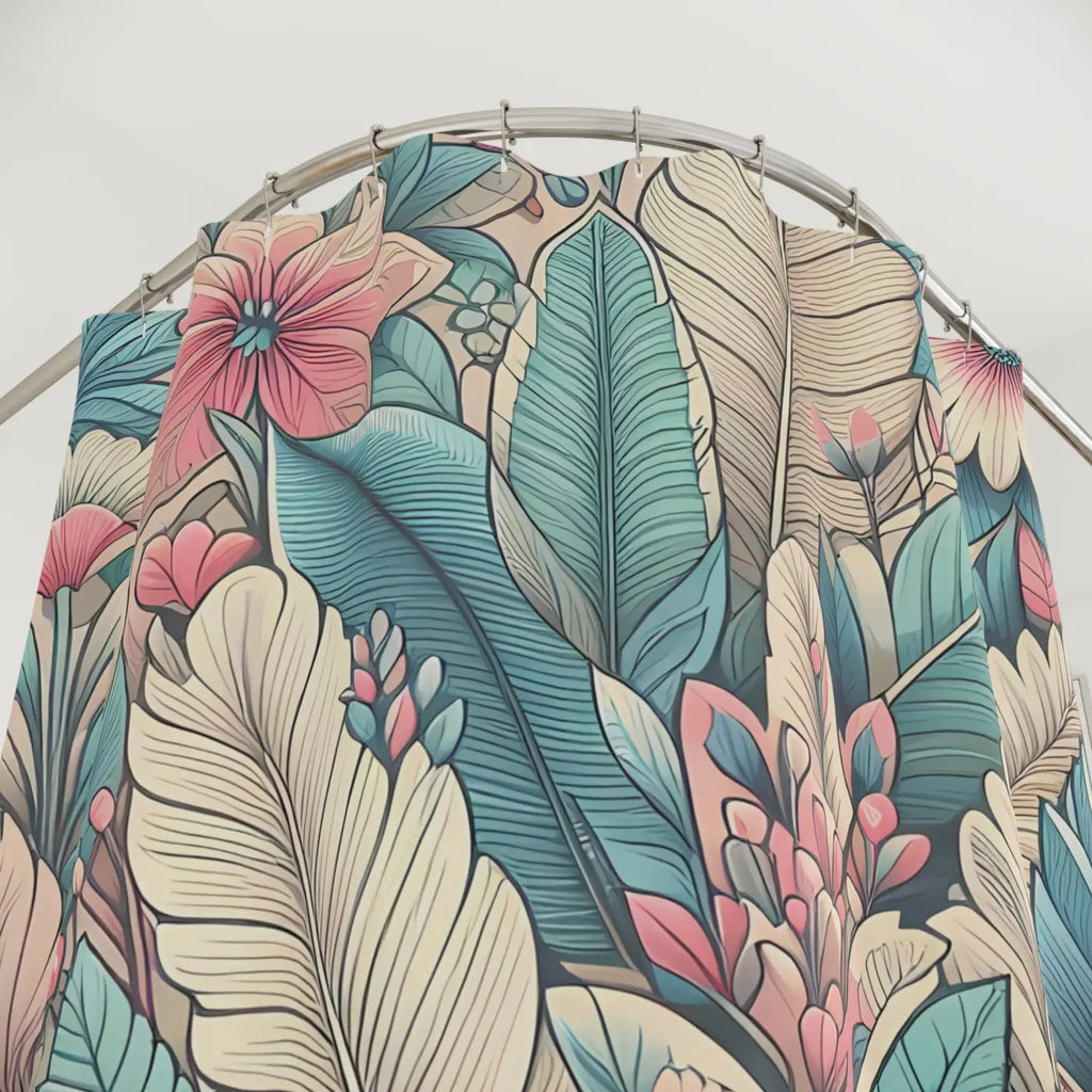 Tropical Floral Shower Curtain - Vibrant Botanical Decor - DipaliZ