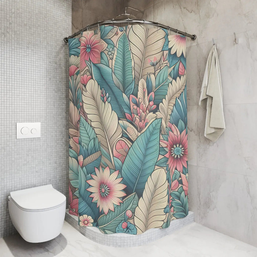 Tropical Floral Shower Curtain - Vibrant Botanical Decor - DipaliZ