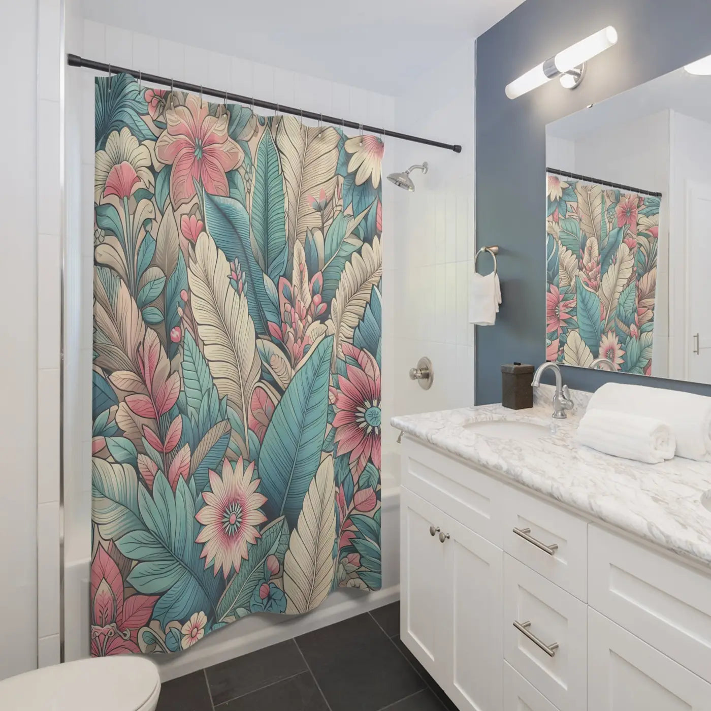 Tropical Floral Shower Curtain - Vibrant Botanical Decor - DipaliZ