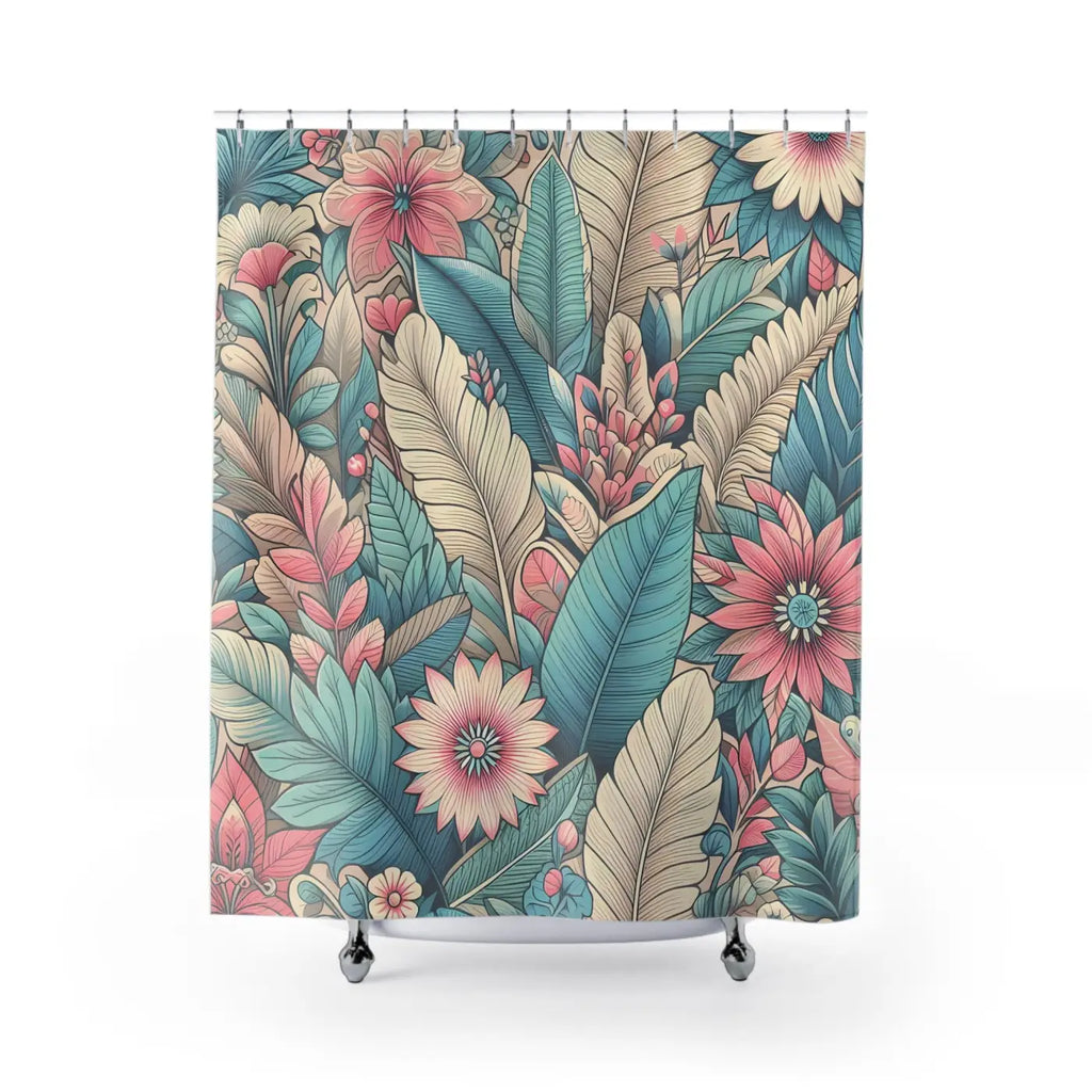 Tropical Floral Shower Curtain - Vibrant Botanical Decor - DipaliZ