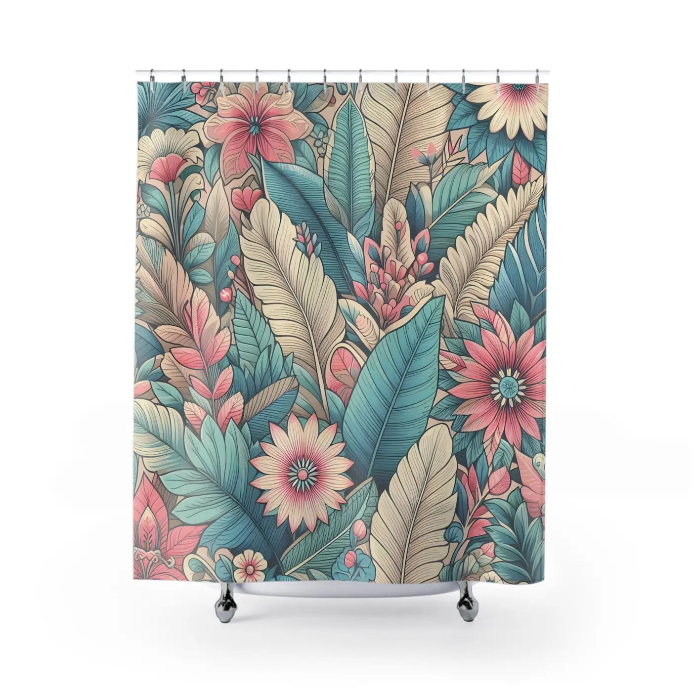 Tropical Floral Shower Curtain - Vibrant Botanical Decor - DipaliZ