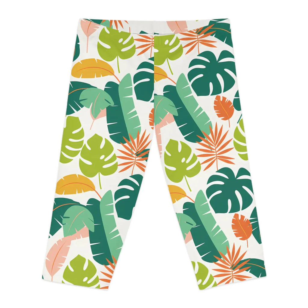 Tropical Paradise Capri Leggings - Island Vibes Style - DipaliZ