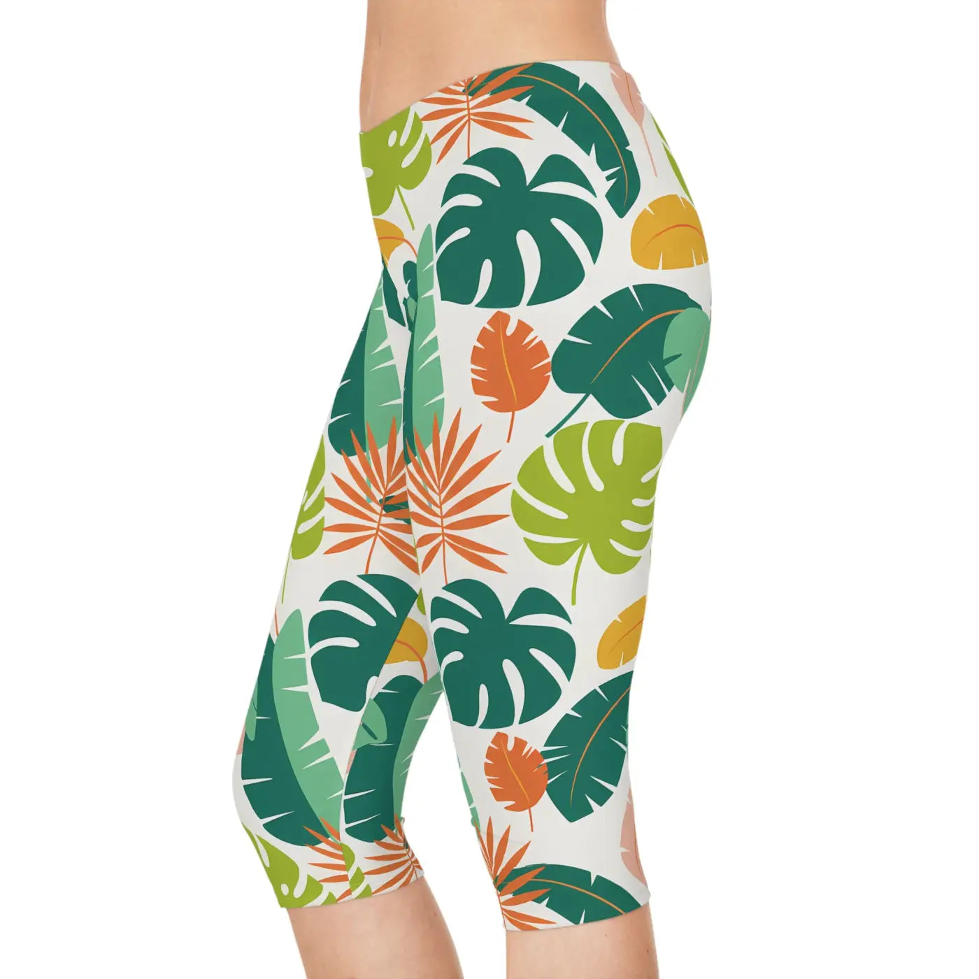 Tropical Paradise Capri Leggings - Island Vibes Style - DipaliZ