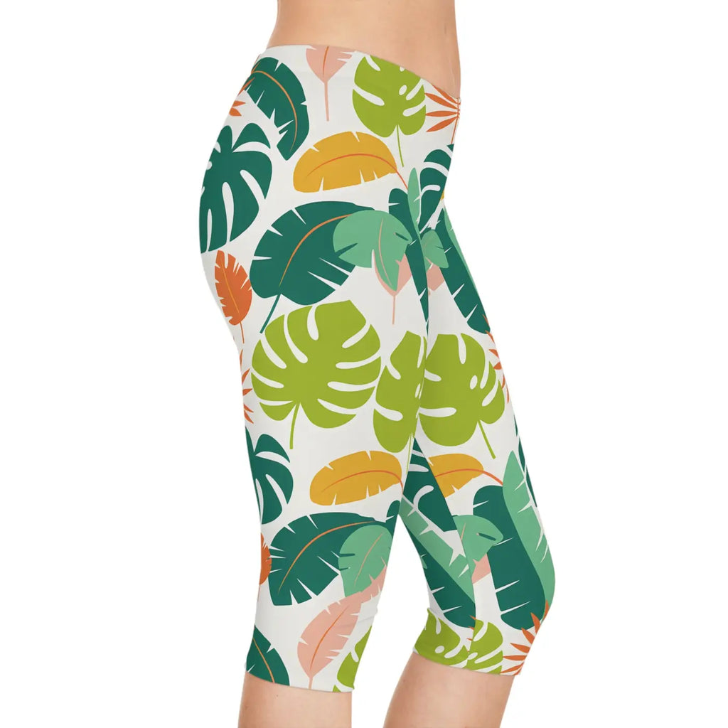 Tropical Paradise Capri Leggings - Island Vibes Style - DipaliZ