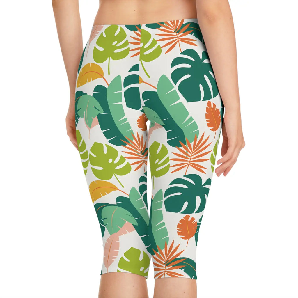 Tropical Paradise Capri Leggings - Island Vibes Style - DipaliZ