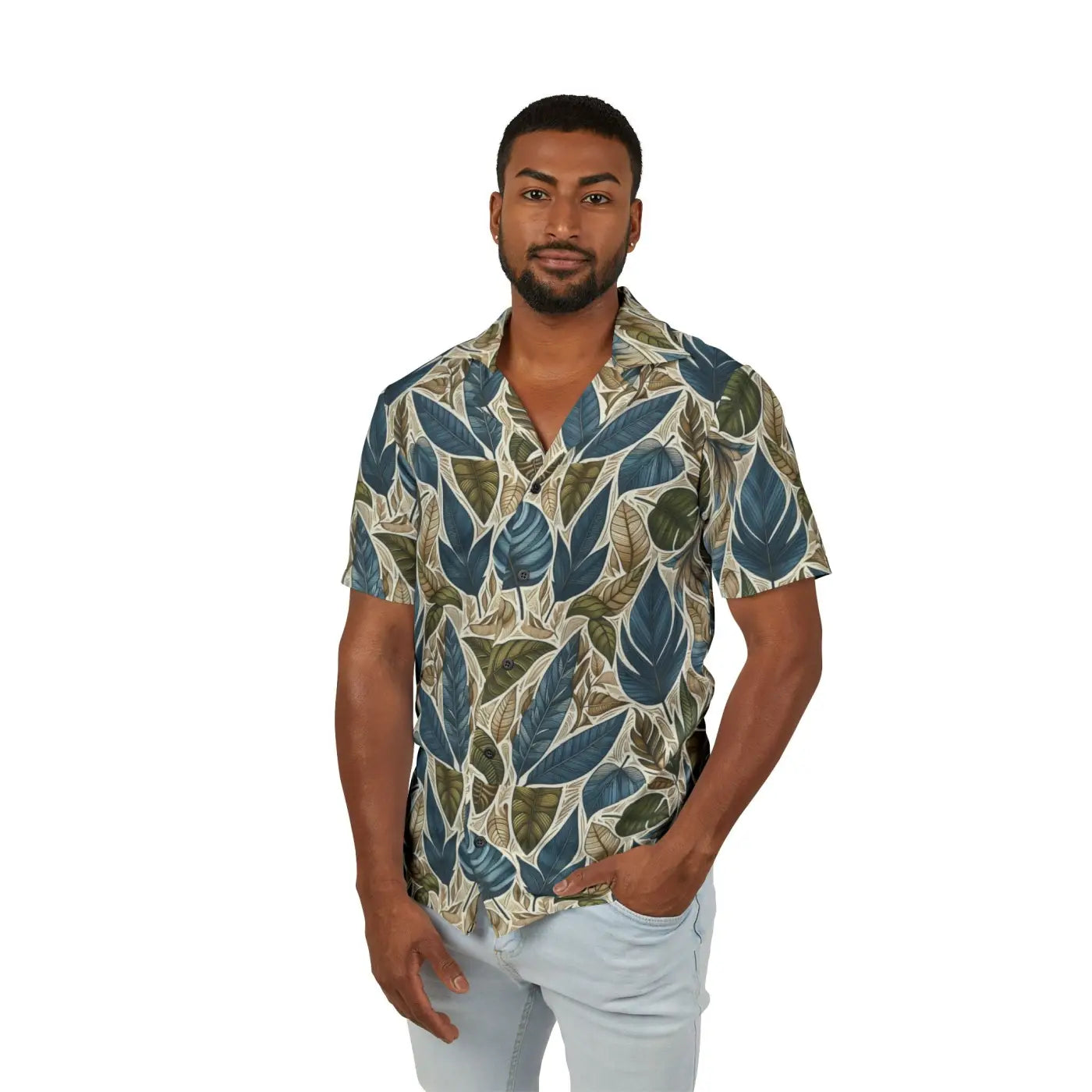 Hawaiian Camp Shirt - Tropical Leaf Island Vibes - DipaliZ