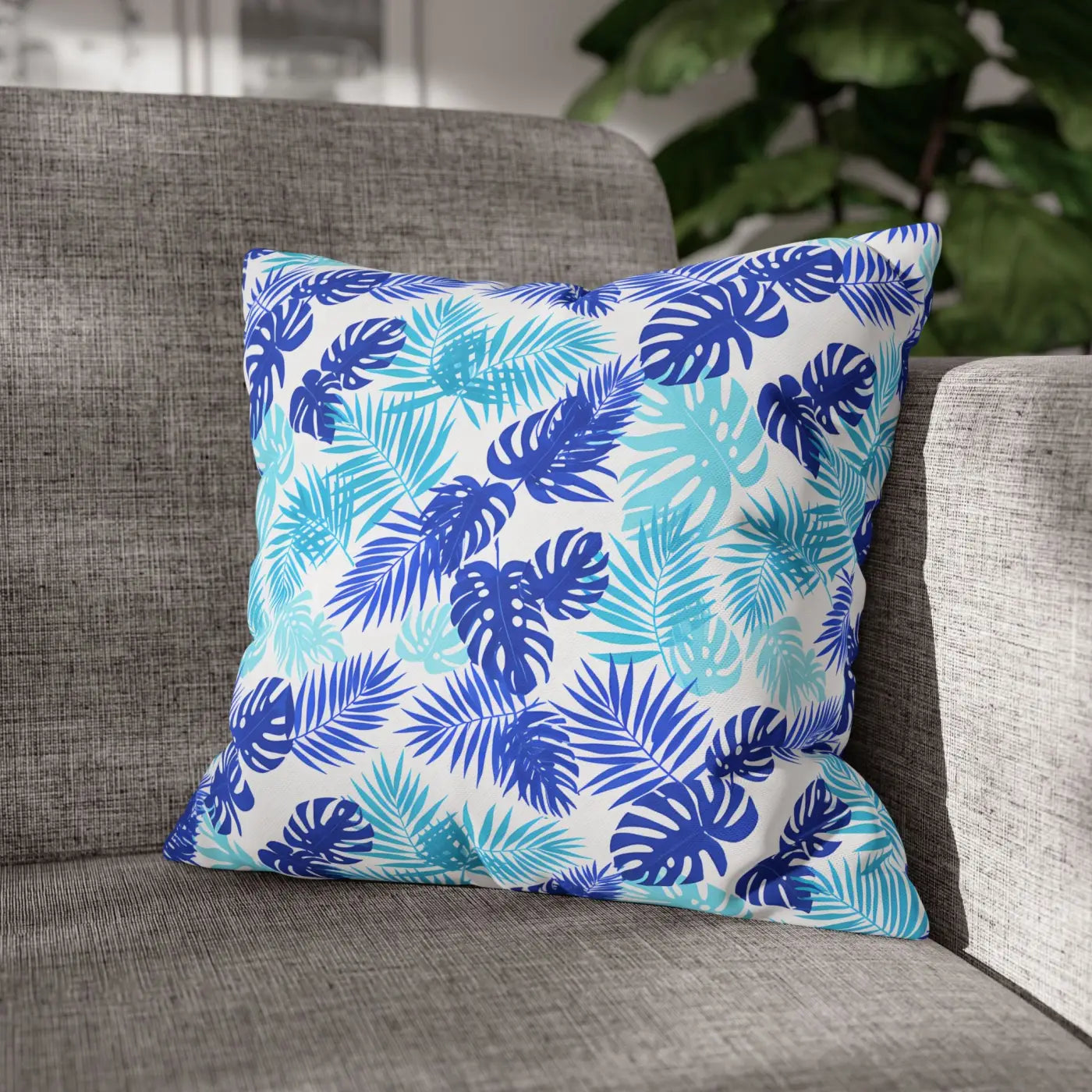 Tropical Leaf Pillowcase - Palm Square Throw with Zipper - DipaliZ