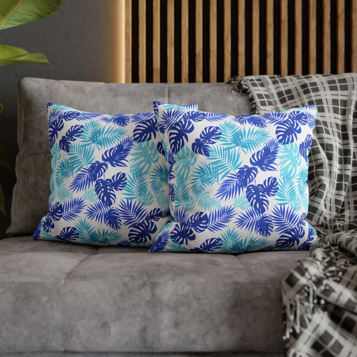 Tropical Leaf Pillowcase - Palm Square Throw with Zipper - DipaliZ