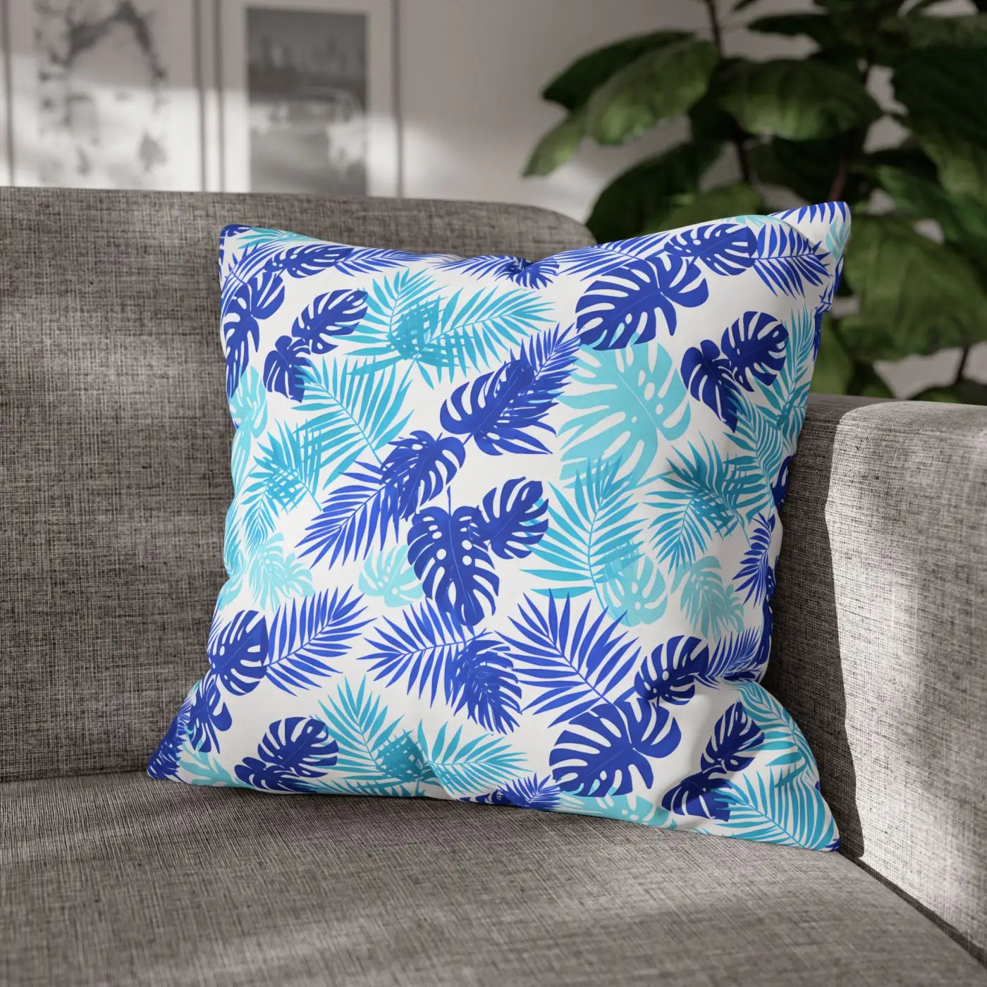 Tropical Leaf Pillowcase - Palm Square Throw with Zipper - DipaliZ