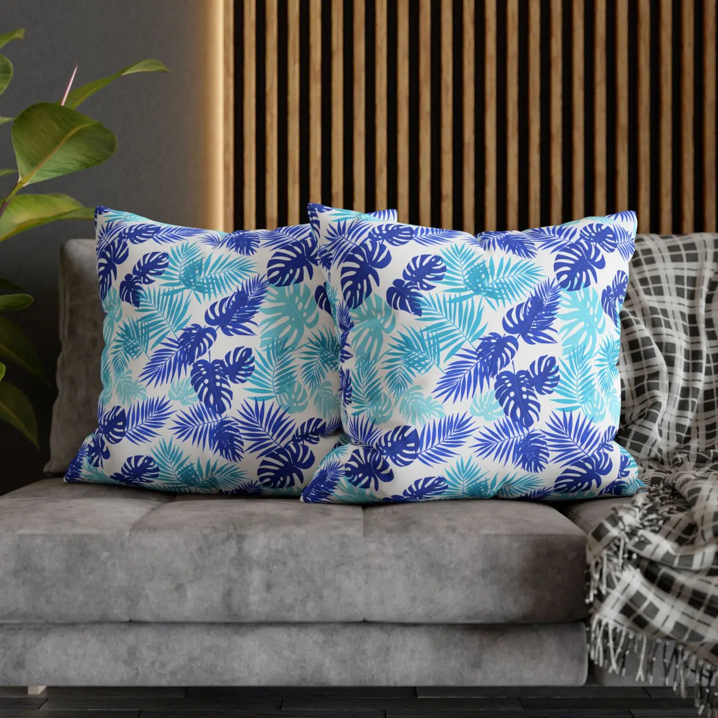 Tropical Leaf Pillowcase - Palm Square Throw with Zipper - DipaliZ