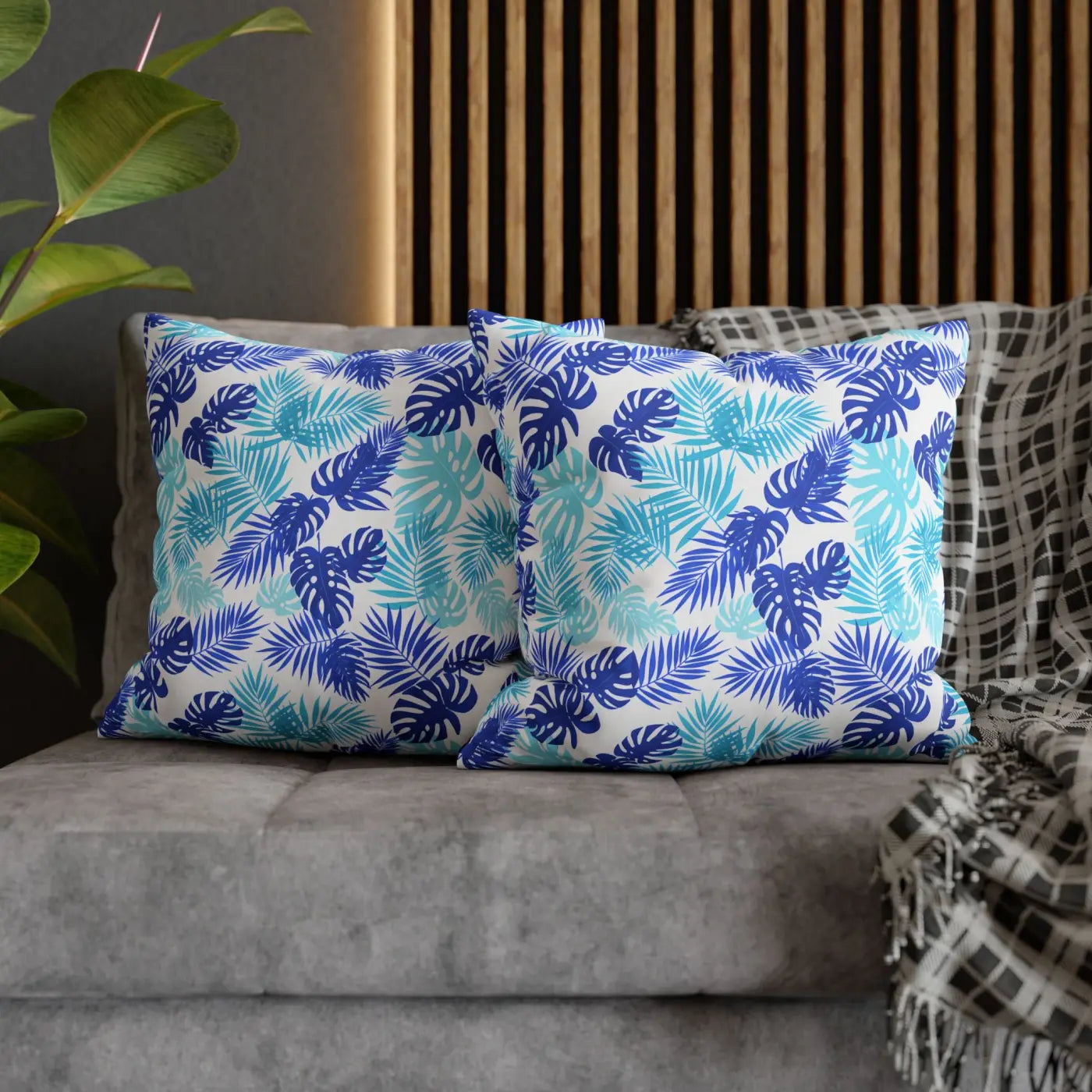 Tropical Leaf Pillowcase - Palm Square Throw with Zipper - DipaliZ