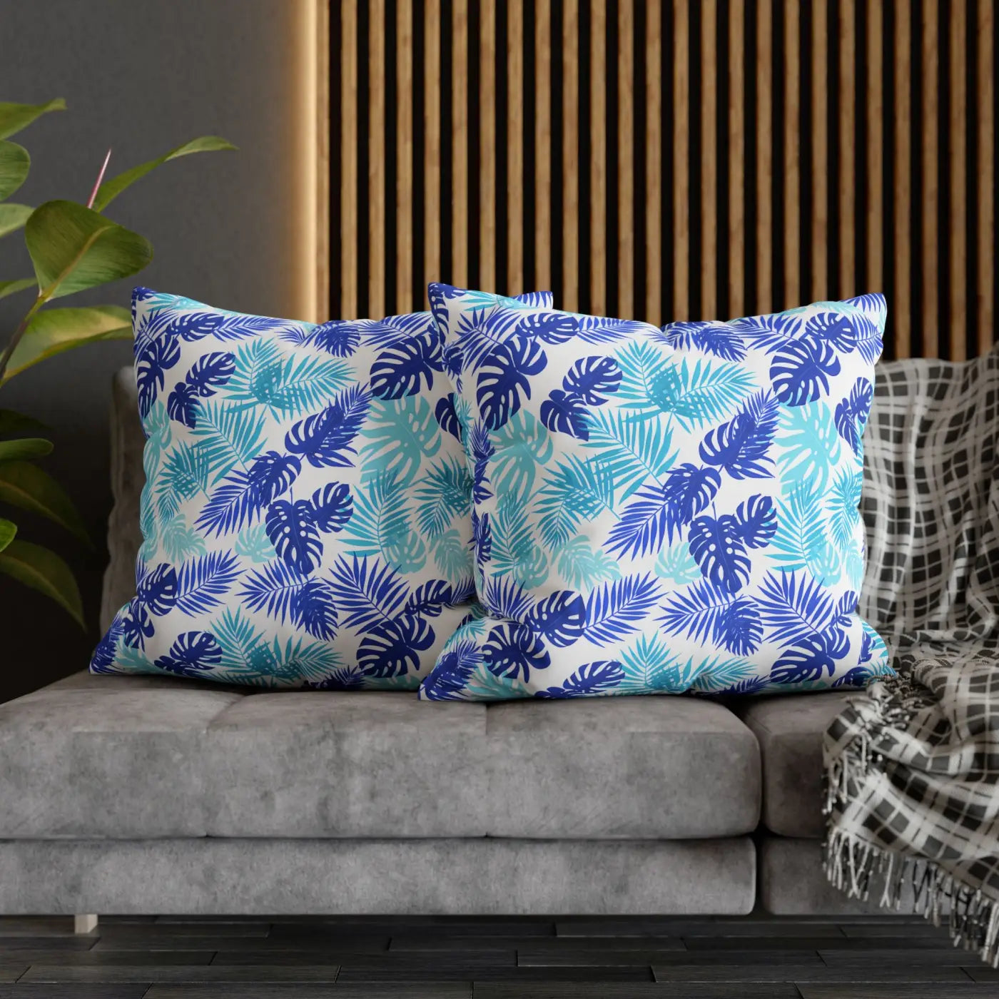 Tropical Leaf Pillowcase - Palm Square Throw with Zipper - DipaliZ