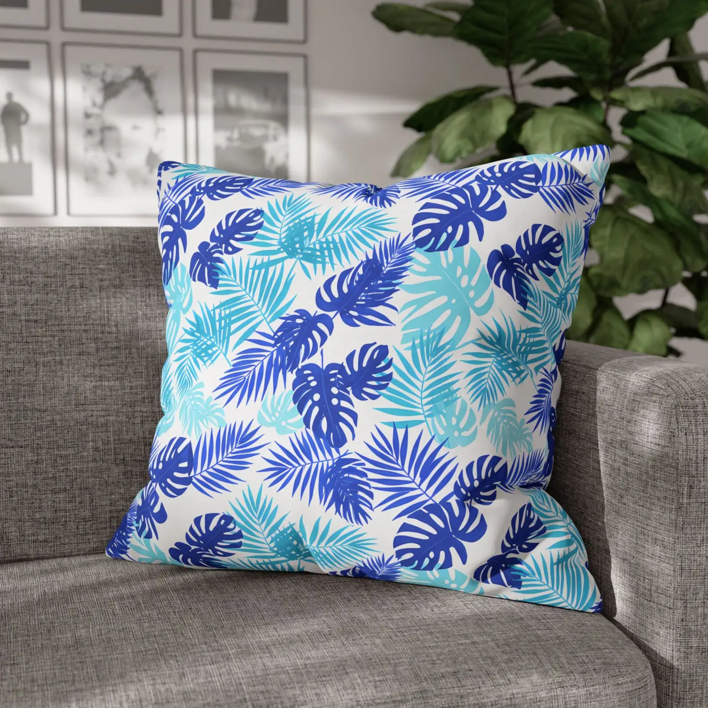 Tropical Leaf Pillowcase - Palm Square Throw with Zipper - DipaliZ
