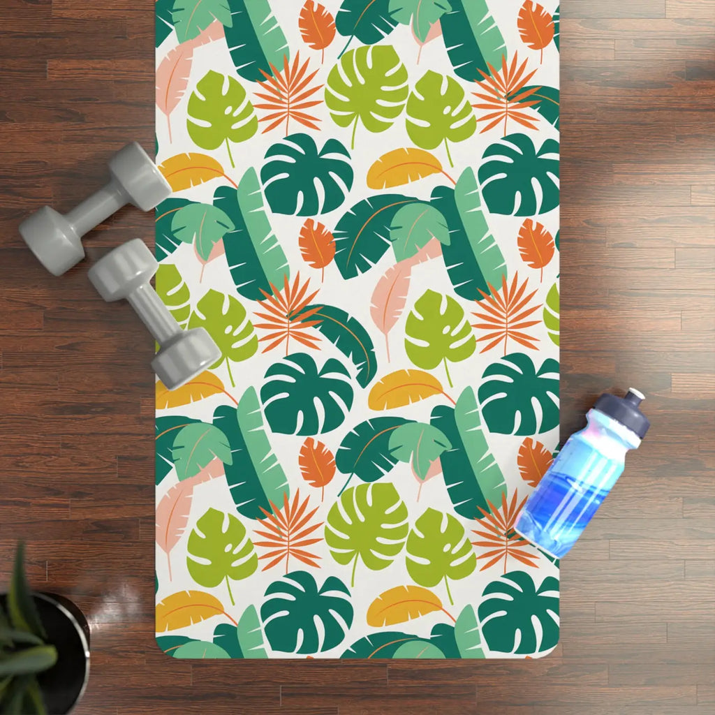 Tropical Leaf Rubber Yoga Mat - Island Vibes Decor - DipaliZ